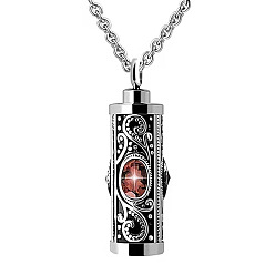 Sienna Stainless Steel Pendant Necklaces, Urn Ashes Necklace, Column, Sienna, 21.65 inch(55cm)