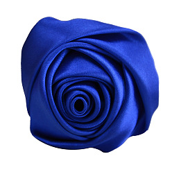 Синий Атласная ткань ручной работы 3d цветок розы, аксессуары для украшения обуви, шапки, одежды своими руками, синие, 5.5 см
