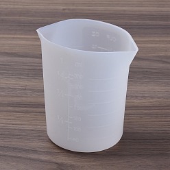 White Silicone Measuring Cups, with Scale & Double Spout, Resin Craft Mixing Tools, White, 105x80x110mm, Inner Diameter: 70x100mm, Capacity: 350ml(11.84fl. oz)