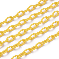 Gold ABS Plastic Cable Chains, Oval, Gold, 13x7~7.5x2mm, about 15.35~15.74 inch(39~40cm)/strand