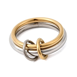 Золотой & Цвет Нержавеющей Стали 304 палец кольца из нержавеющей стали, ионное покрытие (ip), золотые и нержавеющая сталь цвет, внутренний диаметр: 18.2 мм