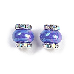 Темно-синий  Шифер Бусины из смолы с латунными стразами рондель, в форме фонаря, для браслетов, , декор ручки, без кадмия и без свинца, темный сланец синий, 14.5x13.5 мм, отверстие : 3.5 мм