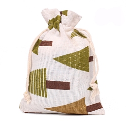 Дерево Прямоугольник мешковина упаковочных мешочков шнурок сумка, на Рождество, свадьба и упаковка поделки, дерево, 14x10 см