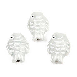 Гейнсборо Фарфоровые бусины ручной работы, рыба, пастельный фарфор, светло-серые, 20x15x8.5~9 мм, отверстие : 2.4~2.5 мм