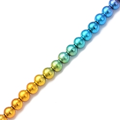 Rainbow Plated Electroplate Synthetic Non-magnetic Hematite Beads Strands, Round, Rainbow Plated, 8x7mm, Hole: 1.5mm, about 53pcs/strand, 14.88 inch(37.8cm)