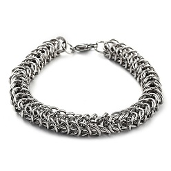 Stainless Steel Color 304 Stainless Steel Rope Chain Bracelet, Stainless Steel Color, 8-5/8 inch(21.8cm)
