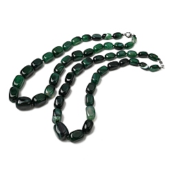 Темно-Зеленый Ожерелья из окрашенного натурального агата кубической формы, бусы разного размера, с застежками из сплава., платина, темно-зеленый, 20.08 дюйм (51 см)