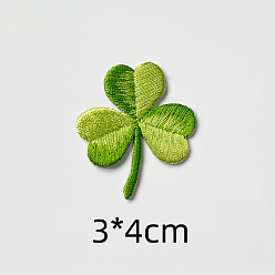 Green Computerized Embroidery Cloth Self-Adhesive/Sew on Patches, Costume Accessories, Clover, Green, 40x30mm