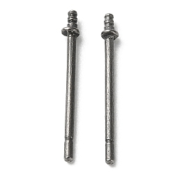 Platinum Titanium Stud Earring Findings, Screw Earring Pins, Platinum, 13x1.4mm, Pin: 0.7mm