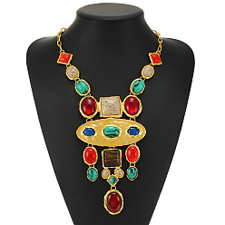colorful Bohemian Ethnic Style Colorful Crystal Glass Necklace Fashion Jewelry