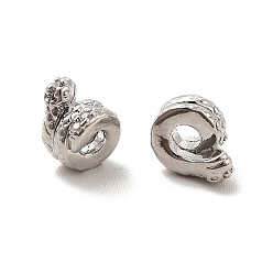 Платина Стойки обшивки латунь микро проложить кубического циркония бусы, долговечный, без свинца и без кадмия, колонна и змея, платина, 7.5x5x3 мм, отверстие : 2.2 мм