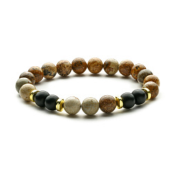 picture Tiger Eye Turquoise Agate Bracelet - Natural Stone Beads Bracelet