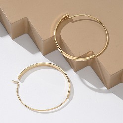 Chapado en Oro Real 18K 304 aretes de aro de acero inoxidable para mujer, real 18 k chapado en oro, 30x0.8x30 mm