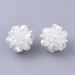 White Handmade ABS Plastic Imitation Pearl Woven Beads, Ball Cluster Beads, for Name Bracelets & Jewelry Making, White, 16~17mm