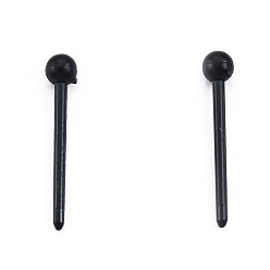Black Plastic Tiny Ball Stud Earrings, Post Earrings for Women, Black, 14x2.5mm, Pin: 0.9mm