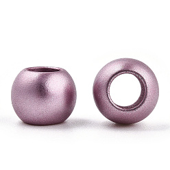 Old Rose Spray Painted Acrylic European Beads, Matte Style, Large Hole Beads, Rondelle, Old Rose, 10mm, Hole: 5mm