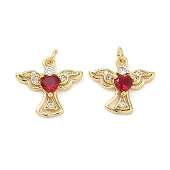 (123L) Белый крем непрозрачный блеск Латунные микро проложить кубического циркония подвески, ангельские прелести, без свинца и без кадмия, стойки покрытие, долговечный, реальный 18 k позолоченный, огнеупорный кирпич, 13x14x3 мм, Перейти кольцо: 4x0.8 мм, 2.5 мм внутренним диаметром