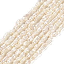Old Rose Natural Baroque Pearl Keshi Pearl Beads Strands, Cultured Freshwater Pearl, Oval, Grade 4A+, Old Rose, 2~3.5x3~7.5mm, Hole: 0.5mm, about 75~80pcs/strand, 13.98''(35.5cm)
