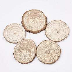 PapayaWhip Undyed Unfinished Wooden Cabochons, Wood Slice, Tree Ring, PapayaWhip, 62~77x4~5mm