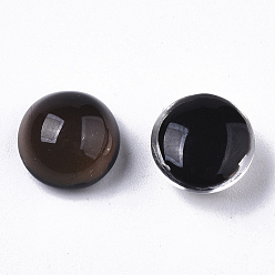 Black Translucent Glass Cabochons, Changing Color Mood Cabochons, Half Round/Dome, Black, 10x6.5mm