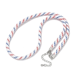 White Ployester Core-Wrapped Round Cord Necklace Making, with Brass Finding, Platinum, White, 17.72x0.18 inch(45x0.45cm)
