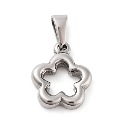 Нержавеющая Сталь Цвет Не тускнеющие 304 подвески из нержавеющей стали, цветок, цвет нержавеющей стали, 14x11x3 мм, отверстие : 6x3 мм