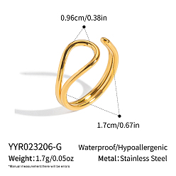 Золотой Стильное 304 кольцо-манжета из нержавеющей стали для женских летних аксессуаров, золотые, внутренний диаметр: 0.67 дюйм (17 мм)