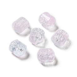 Plum Spray Painted Transparent Glass Beads, Drum, Plum, 12x10mm, Hole: 1mm