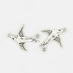 Античное Серебро Коннекторы тибетского стиля, без кадмия, без никеля и без свинца, птица, античное серебро, 17x20x2 мм, отверстие : 2 мм