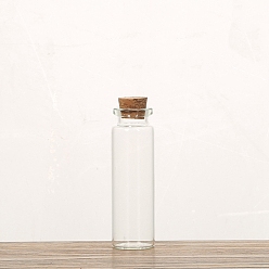 Clear Glass Wishing Bottles, Column with Cork, Clear, 2.2x7cm