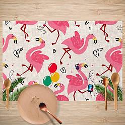 Flamingo Shape Summer Theme Linen Placemats, Oilproof Anti-fouling Hot Pads, for Cooking Baking, Flamingo Pattern, 300x450mm