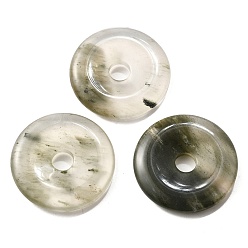 Зеленый Нефрит Естественный зеленый нефрит подвески, пончик / пи-диск, ширина пончика: 15.5~16 мм, 39~40x6~7 мм, отверстие : 8 мм