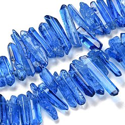 Королевский синий Натуральные окрашенные кварцевые нити, чип, королевский синий, 4~8x19~36x19~36 мм, отверстие : 1 мм, около 66~96 шт / нитка, 14.76''~15.55'' (37.5~39.5 см)