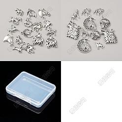 Argent Antique 112 pendentifs en alliage de style tibétain, charmes de chevaux, argent antique, 12~36x15~31x1.5~5mm, Trou: 1.5~3mm