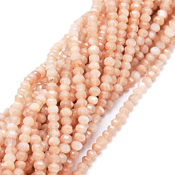 Peach Moonstone Natural Peach Moonstone Beads Strands, Faceted, Rondelle, 3.5~4x3mm, Hole: 0.7mm, about 124pcs/strand, 15.35''(39cm)