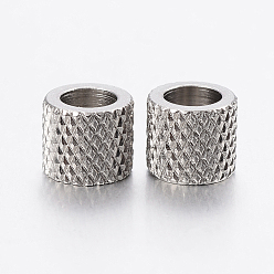 Stainless Steel Color 304 Stainless Steel European Beads, Large Hole Beads, Column, Stainless Steel Color, 5x4.5mm, Hole:3mm