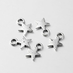 Antique Silver Tibetan Style Alloy Star Charms, Antique Silver, 11x8x1mm, Hole: 2mm
