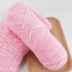 Pink Wool Chenille Yarn, Velvet Hand Knitting Threads, for Baby Sweater Scarf Fabric Needlework Craft, Pink, 3mm, about 87.49 Yards(80m)/Skein