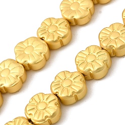Матовый Золотой Стеклянные бусины с гальваническим покрытием , цветок, граненые, матовый золотой, 10.5x5 мм, отверстие : 0.9 мм, около 41 шт / нитка, 16.14'' (41 см)