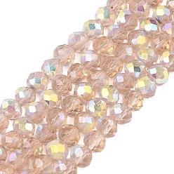 Темный Лосось Нити из прозрачных стеклянных бусин-ронделей с цветным покрытием ab, граненые, темный лосось, 4x3.5 мм, отверстие : 0.6~0.9 мм, около 105~115 шт / нитка, 14.37~16.14'' (36.5~41 см)