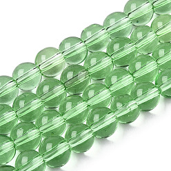 Light Green Transparent Glass Beads Strands, Round, Light Green, 6~6.5mm, Hole: 1.4mm, about 67~70pcs/strand, 14.76 inch~15.16 inch(37.5~38.5cm)