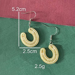 Другие Рождественские акриловые серьги-подвески, платина, подкова, 52x25 мм