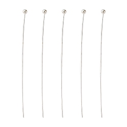 Silver Brass Ball Head Pins, Lead Free and Nickel Free, Silver Color Plated, Size: about 0.6mm thick(22 Gauge), 40mm long, Head: 1.8mm