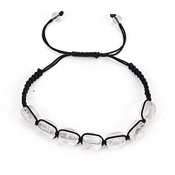 Quartz Crystal Natural Quartz Crystal Rectangle Braided Bead Bracelet, Adjustable Bracelet, Inner Diameter: 2-3/8 inch(6cm)