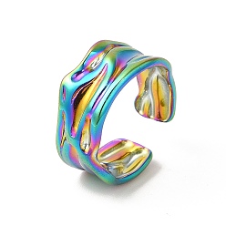 Rainbow Color Ионное покрытие (ip) 304 поворотное открытое манжетное кольцо из нержавеющей стали для женщин, Радуга цветов, размер США 7 1/2 (17.8 мм)