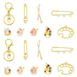 Золотой DIY картина тема сплав брелок брошь наборы для изготовления булавок, изготовление ювелирных наборов, золотые, 45.5x11x2.5 мм, отверстие : 1.8 мм