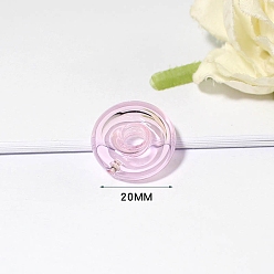 Pink Handmade Lampwork Pendants, Anti Leaking Perfume Bottle Pendant, Jade Donut Shape Charm, Pink, 20x20mm