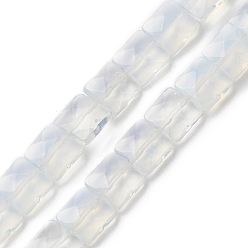 Opalite Perles opalite brins, carré à facettes, 10x10x5mm, Trou: 1.2mm, Environ 20 pcs/chapelet, 7.95'' (20.2 cm)