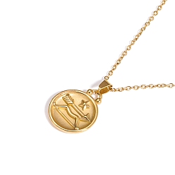 Стрелец Ожерелья из нержавеющей стали с подвеской в виде созвездия для женщин и мужчин, золотые, Стрелец, 8.27~19.69 дюйм (21~50 см)