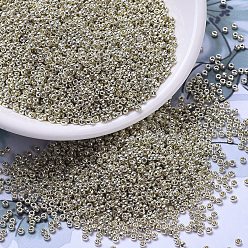 (RR4201) Гальванический Серебристый Дуракоат Миюки круглые бусины рокайль, японский бисер, 11/0, (rr 4201) дюракуляр, оцинкованное серебро, 2x1.3 мм, отверстие : 0.8 мм, Около 1111 шт / 10 г